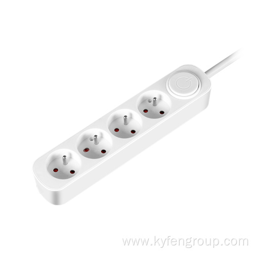 France 4-socket power strip with button